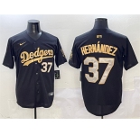 Men's Los Angeles Dodgers #37 Teoscar Hernandez Black Gold Limited Stitched Baseball Jersey