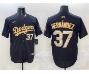 Men's Los Angeles Dodgers #37 Teoscar Hernandez Black Gold Limited Stitched Baseball Jersey
