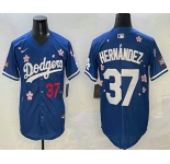Men's Los Angeles Dodgers #37 Teoscar Hernandez Blue 2025 Tokyo Series Limited Jersey