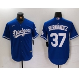 Men's Los Angeles Dodgers #37 Teoscar Hernandez Blue Cool Base Stitched Jersey