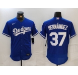 Men's Los Angeles Dodgers #37 Teoscar Hernandez Blue Flex Base Stitched Jersey