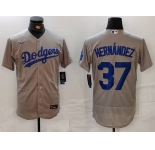 Men's Los Angeles Dodgers #37 Teoscar Hernandez Grey Flex Base Stitched Jersey