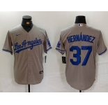 Men's Los Angeles Dodgers #37 Teoscar Hernandez Grey With Los Cool Base Stitched Jersey