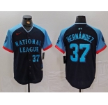 Men's Los Angeles Dodgers #37 Teoscar Hernandez Number Navy 2024 All Star Limited Stitched Jersey
