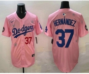 Men's Los Angeles Dodgers #37 Teoscar Hernandez Pink 2025 Tokyo Series Limited Jersey