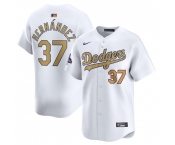 Men's Los Angeles Dodgers #37 Teoscar Hernandez White 2025 Gold Collection Limited Stitched Baseball Jersey