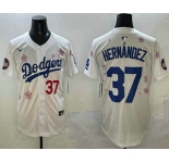 Men's Los Angeles Dodgers #37 Teoscar Hernandez White 2025 Tokyo Series Limited Jersey
