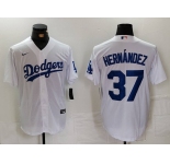 Men's Los Angeles Dodgers #37 Teoscar Hernandez White Cool Base Stitched Jersey