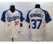 Men's Los Angeles Dodgers #37 Teoscar Hernandez White Royal 2025 Tokyo Series Limited Stitched Baseball Jersey