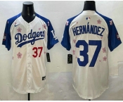 Men's Los Angeles Dodgers #37 Teoscar Hernandez White Royal 2025 Tokyo Series Limited Stitched Jersey
