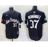 Men's Los Angeles Dodgers #37 Teoscar Hernández Black 2025 LA Gothic Style With Fernando Patch Vapor Premier Limited Stitched Baseball Jersey