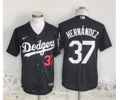 Men's Los Angeles Dodgers #37 Teoscar Hernández Black Cool Base Stitched Baseball Jersey