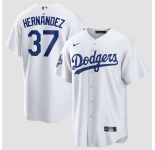 Men's Los Angeles Dodgers #37 Teoscar Hernández White 2025 World Series Champions Stitched Baseball Jersey