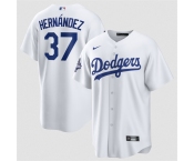 Men's Los Angeles Dodgers #37 Teoscar Hernández White 2025 World Series Champions Stitched Baseball Jersey