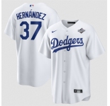 Men's Los Angeles Dodgers #37 Teoscar Hernández White 2025 World Series Home Cool Base Stitched Baseball Jersey