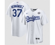 Men's Los Angeles Dodgers #37 Teoscar Hernández White 2025 World Series Home Cool Base Stitched Baseball Jersey