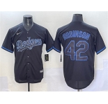 Men's Los Angeles Dodgers #42 Jackie Robinson Black Fashion Stitched Baseball Jersey