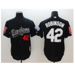 Men's Los Angeles Dodgers #42 Jackie Robinson Black Throwback Jersey