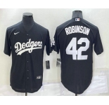 Men's Los Angeles Dodgers #42 Jackie Robinson Black Turn Back The Clock Stitched Cool Base Jersey