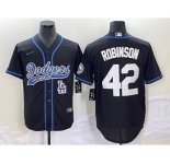 Men's Los Angeles Dodgers #42 Jackie Robinson Black With Patch Cool Base Stitched Baseball Jersey1