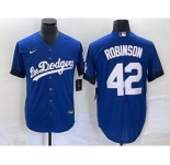 Men's Los Angeles Dodgers #42 Jackie Robinson Blue 2021 City Connect Cool Base Stitched Jersey