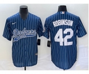 Men's Los Angeles Dodgers #42 Jackie Robinson Blue Pinstripe Cool Base Stitched Baseball Jersey