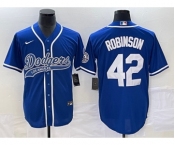 Men's Los Angeles Dodgers #42 Jackie Robinson Blue With Patch Cool Base Stitched Baseball Jersey