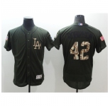 Men's Los Angeles Dodgers #42 Jackie Robinson Green Salute to Service Jersey