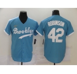 Men's Los Angeles Dodgers #42 Jackie Robinson Light Blue Throwback Cool Base Stitched Baseball Jersey