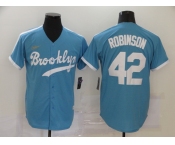Men's Los Angeles Dodgers #42 Jackie Robinson Nike Light Blue Cooperstown Collection Alternate Jersey