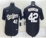 Men's Los Angeles Dodgers #42 Jackie Robinson Number Black Turn Back The Clock Stitched Cool Base Jersey