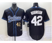 Men's Los Angeles Dodgers #42 Jackie Robinson Number Black With Patch Cool Base Stitched Baseball Jersey