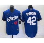 Men's Los Angeles Dodgers #42 Jackie Robinson Number Blue 2021 City Connect Cool Base Stitched Jersey