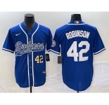 Men's Los Angeles Dodgers #42 Jackie Robinson Number Blue With Patch Cool Base Stitched Baseball Jersey