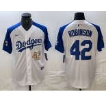 Men's Los Angeles Dodgers #42 Jackie Robinson Number White Blue Fashion Stitched Cool Base Limited Jersey