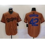 Men's Los Angeles Dodgers #42 Jackie Robinson Olive Cool Base Limited Stitched Jersey