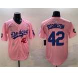 Men's Los Angeles Dodgers #42 Jackie Robinson Pink 2025 Tokyo Series Limited Stitched Baseball Jersey