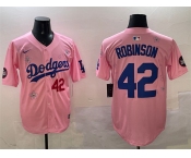 Men's Los Angeles Dodgers #42 Jackie Robinson Pink 2025 Tokyo Series Limited Stitched Baseball Jersey