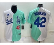 Men's Los Angeles Dodgers #42 Jackie Robinson White Green Number 2022 Celebrity Softball Game Cool Base Jersey
