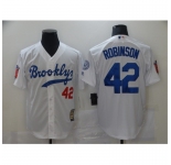 Men's Los Angeles Dodgers #42 Jackie Robinson White Throwback Jersey