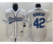Men's Los Angeles Dodgers #42 Jackie Robinson White With Patch Cool Base Stitched Baseball Jersey