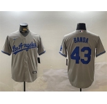 Men's Los Angeles Dodgers #43 Anthony Banda Grey Cool Base Stitched Baseball Jersey