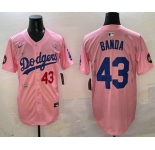 Men's Los Angeles Dodgers #43 Anthony Banda Pink 2025 Tokyo Series Limited Jersey