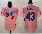 Men's Los Angeles Dodgers #43 Anthony Banda Pink 2025 Tokyo Series Limited Jersey