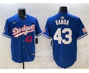 Men's Los Angeles Dodgers #43 Anthony Banda Royal With American Flag Patch Limited Stitched Baseball Jersey