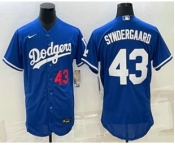 Men's Los Angeles Dodgers #43 Noah Syndergaard Number Blue Stitched MLB Flex Base Nike Jersey