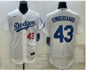 Men's Los Angeles Dodgers #43 Noah Syndergaard Number White Flex Base Stitched Baseball Jersey