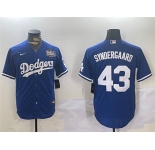 Men's Los Angeles Dodgers #43 Noah Syndergaard Royal 2024 World Series Cool Base Stitched Baseball Jersey