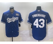 Men's Los Angeles Dodgers #43 Noah Syndergaard Royal 2024 World Series Cool Base Stitched Baseball Jersey