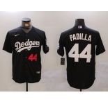 Men's Los Angeles Dodgers #44 Vicente Padilla Number Black Cool Base Stitched Jersey